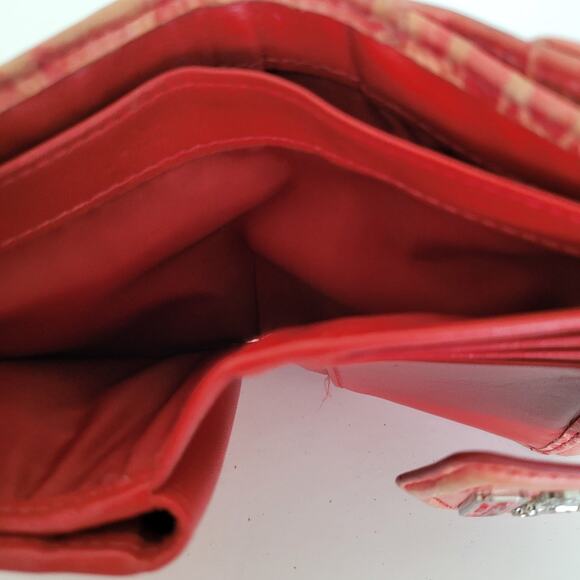 Coach Croc Wallet Medium Bifold Red Folding Leather Carriage Logo Folding - Picture 6 of 14